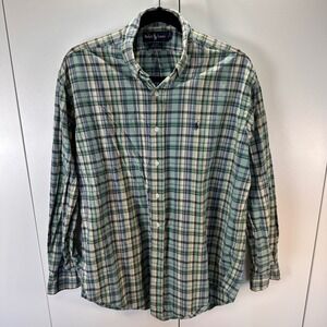 Ralph Lauren Blake Plaid Button‎ Down Long Sleeve Shirt Mens Medium Cotton